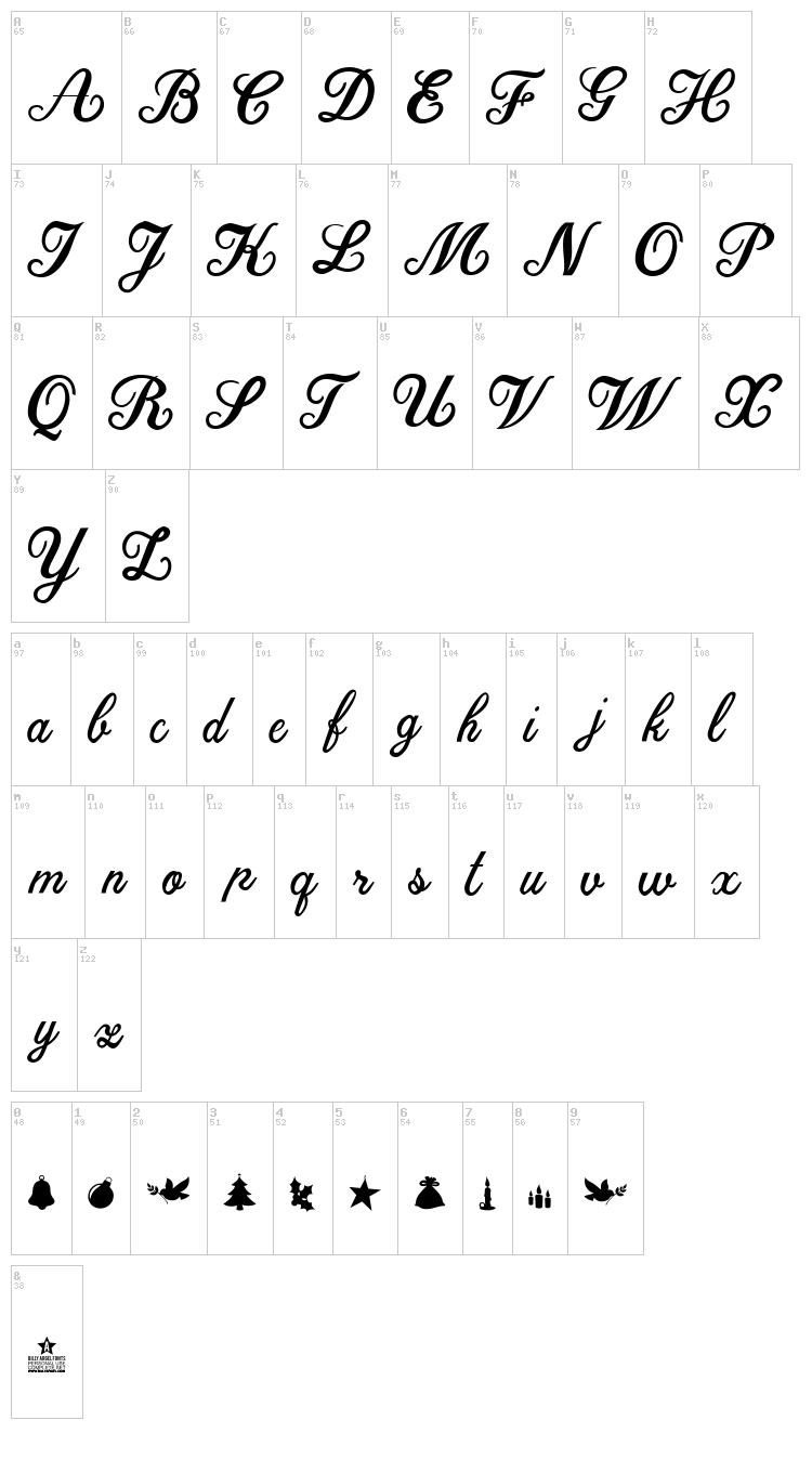 Christmas Time font map